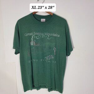 Vintage 90s Great Smoky Mountains Faded/Thin Green XL Men's T-Shirt Distressed